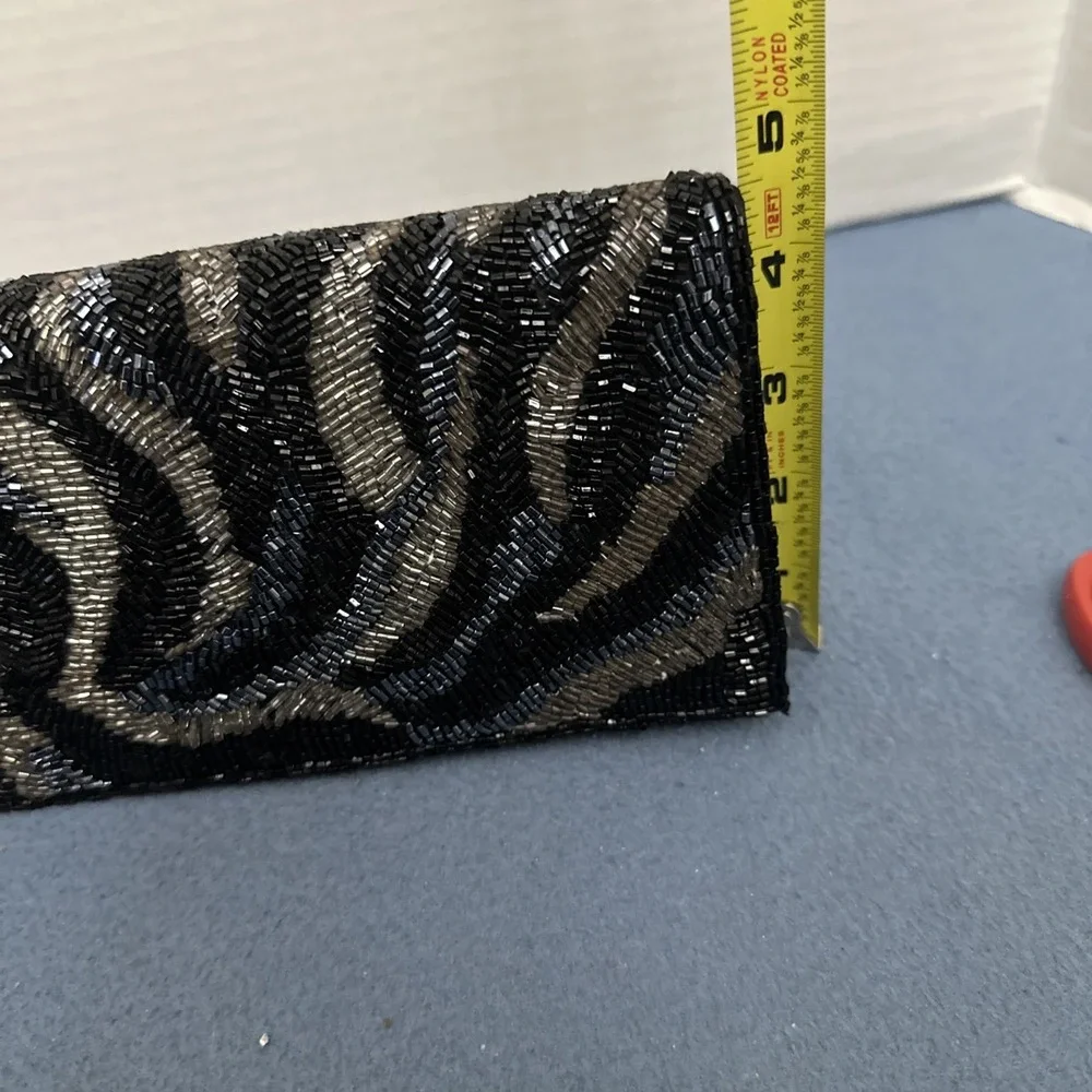 Okpta Black w/Multicolor Swirled‎ Beading Clutch/Crossbody Convertible Handbag